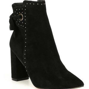 Chelsea & Violet Black Suede Block Heel Booties 9